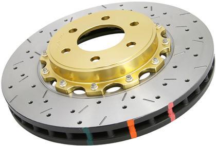 VEX Motorsports, DBA 5000 SERIES FRONT DRILLED/SLOTTED 2PC ROTOR W/GOLD HAT FOR 05-10 MUSTANG GT 52113GLDXS